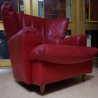 Rood Leren Lounge Fauteuil Door Calia Italia, 1990S thumbnail 9