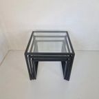 Postmoderne Design Nest Tafeltjes Metaal En Glas Kubus. thumbnail 8
