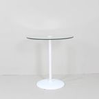 Vintage Ronde Bijzettafel - Wit, Glas Jaren '70 thumbnail 3