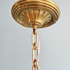 Grote Art Deco-Hanglamp In Witte Opaline En Messing, 1920 thumbnail 9