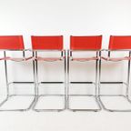 4 Krukken Rood Tuig Leer | Chroom | Marcel Breuer thumbnail 12