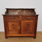 Vintage Frans Dressoir Commode, Ladekast Badkamermeubel Met Marmer Blad 510 thumbnail 4