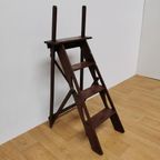 Antiek Landelijk Houten Bibliotheek Trapje Planetentafeltje thumbnail 9