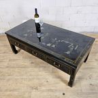 Vintage Chinese Salontafel / Oosterse Koffietafel (lakmeubel) Chinoiserie /traditioneel Tafereel thumbnail 2