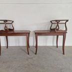 Klassiek Art Nouveau Jugendstil Harp Bijzettafeltjes. thumbnail 6