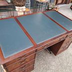 Klassiek Bureau, Schrijftafel, Met Lederen Inleg thumbnail 6