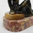 Art Deco Bureaulamp Zittende Vrouw Met Bol thumbnail 14