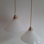 Vintage Driehoek Opaal Opaline Melkglas Wit Hanglamp Glas thumbnail 6