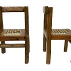 Vintage Brutalist Stoelen Hout Natuurlijk Japandi Set Van 6 thumbnail 18