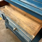 Brocante Blauwe Kast / Vitrinekast thumbnail 15
