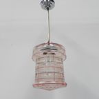 Art Deco Hanglamp Met Roze Glazen Kap thumbnail 4