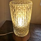 Mid-Century Bedlamp Van Teak, Messing En Glas thumbnail 8