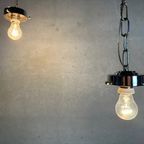 2X Vintage Hanglamp ‘Raspberry’ – Glas En Chroom thumbnail 8