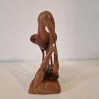 Teakhouten Artdeco Vogel Beeld Vintage Beeld thumbnail 4
