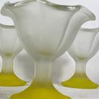 Set Of 6 Frosted Glass Ice Cream / Desert / Sundae Coupes - Floral Decor Made By Kig Indonesia - thumbnail 8