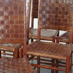 Set Van 6 Schuitema Eetkamerstoelen Uit De Shaker Collectie Met Gevlochten Leren Zitting thumbnail 11