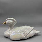 Art Deco Parelmoer Porseleinen Eend Wit Goud thumbnail 9