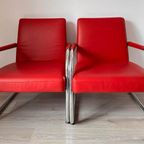 2x Vitra Visalounge Leather Armchairs By Antonio Citterio thumbnail 9