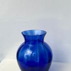 Italian Design - Empoli - Mid-Century Handgeblazen Vaas Kobalt Blauw thumbnail 7