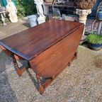 Prachtige Antieke Eiken Engelse Hangoortafel Afm. 70/188x121 thumbnail 4