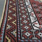Vintage Wollen Vloerkleed Voornamelijk Paarse En Gele Tinten 255x150cm thumbnail 4