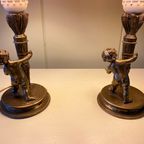 Set Van Twee Vintage Tafellampen, Sfeerverlichting Met Kindjes Of Engelen thumbnail 6