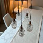 Vintage Hanglamp / Chandelier Met 5 Glazen Kappen thumbnail 2