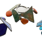 Set Van Drie Glazen Kandelaars Waxinelichthouders thumbnail 4