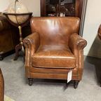 Stoere Industriële Chesterfield Tub / Club Fauteuil In Generfd Vintage Cognac Leder thumbnail 2