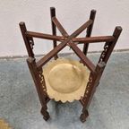 Antieke Bijzettafel Theetafel Koperen Bladen Inklapbaar thumbnail 18