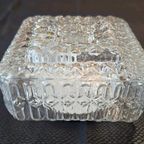 Vintage Plafoniere, Plafond Lamp In Reliëf Glas, Vierkant thumbnail 2