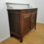 Vintage Frans Dressoir Commode Ladekast Badkamermeubel Met Marmer Blad 302 thumbnail 10