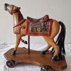 Vintage Hand-carved Wood Horse Toy Old 45cm thumbnail 8