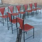 Set Van 8 Vintage Postmodern Leren Eetkamerstoelen thumbnail 6