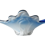 Vintage Xl Murano Glas Schaal Blauw Wit Helder Glas Mid-century 1970’s thumbnail 6