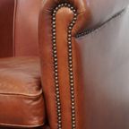 Nette, In Goede Staat Verkerende Rundleren Clubfauteuil In Een Mooie Cognac Kleur thumbnail 3