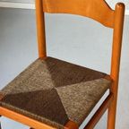 Jaren 70 Eettafelstoelen Vintage Oranje Retro Riet Prijs P/S thumbnail 3