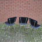 Twee Retro Soudexvinyl Stoelen Skai Leder Zwart, 3 Stuks thumbnail 7