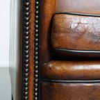 Stijlvolle Schapenleren Design Fauteuil/ Armchair In Een Warme Cognac Kleur thumbnail 11