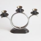 Art Deco Tubular Steel And Bakelite Candelabra, Netherlands. thumbnail 9