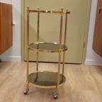 Vintage Barcart Serveerwagen Trolley Bijzettafel Messing thumbnail 7
