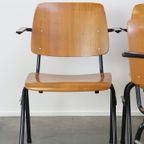 Set Van 4 Karaktervolle Vintage Jaren ’60 Dutch Design Marko School/Eetkamerstoelen Met Armleuningen thumbnail 10