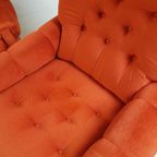 Vintage Deense Bank Fauteuils Oranje Velvet Velours Bankstel thumbnail 8