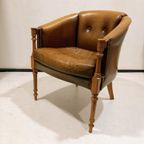 Charming Brown Leather Club Chair, Studded And Hand-Dyed, Fully Restored thumbnail 9