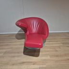 2x Leolux Parabolica Fauteuils - Rood - Leder - Design -zgan thumbnail 11