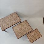 Mid Century Modern Set Of 3 Teak And Ceramic Nesting Tables, 1960S thumbnail 7