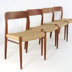 Set 4 Niels Otto Moller Stoelen Model 75 Möller Vintage Papercord thumbnail 21