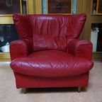 Rood Leren Lounge Fauteuil Door Calia Italia, 1990S thumbnail 2