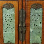 Chinese Juwelenkist Sierraden Doos Jade Palissander Messing Vintage thumbnail 4