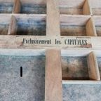 Brocante, Bruine Antieke Houten Letterbak, Wanddecoratie I thumbnail 5